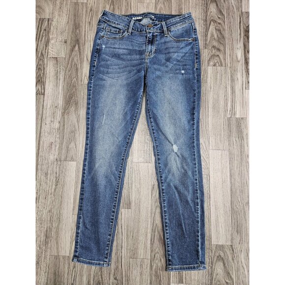 Old Navy Jeans Womens 4 Petite Blue Medium Wash Rockstar Mid-Rise Skinny Stretch - Picture 1 of 11